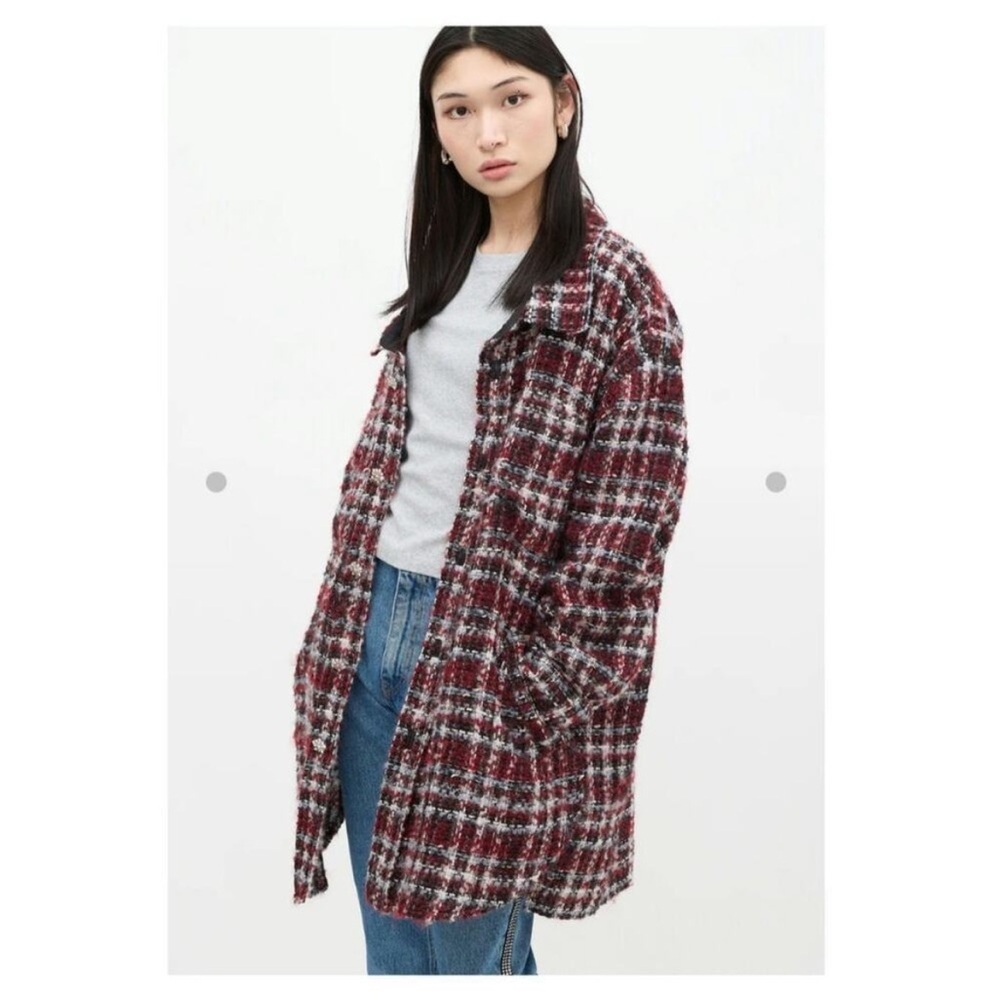 Faith Connexion Black and Red Tweed Overshirt - size small shacket